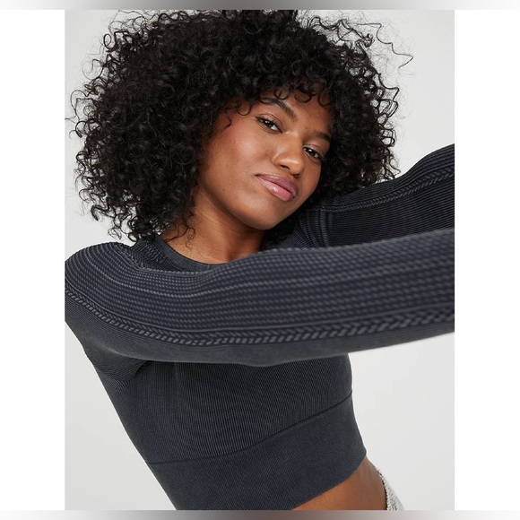 OFFLINE by Aerie Women's Crop Top with Cable Knit Detailed Sleeves - Picture 3 of 16